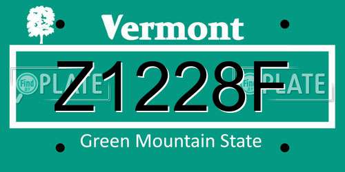 Z1228F Vermont License Plate