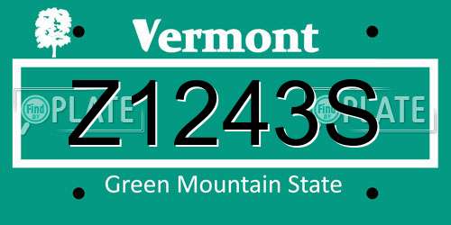 Z1243S Vermont License Plate
