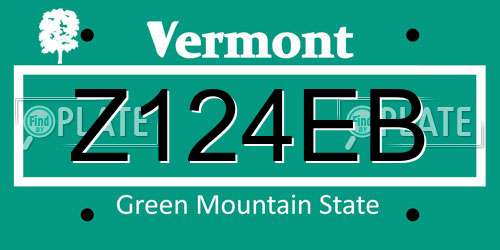 Z124EB Vermont License Plate