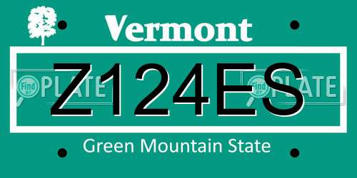 Z124ES Vermont License Plate