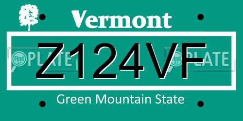 Z124VF Vermont License Plate