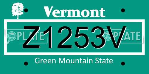 Z1253V Vermont License Plate