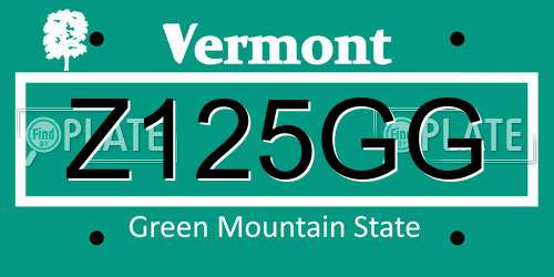 Z125GG Vermont License Plate