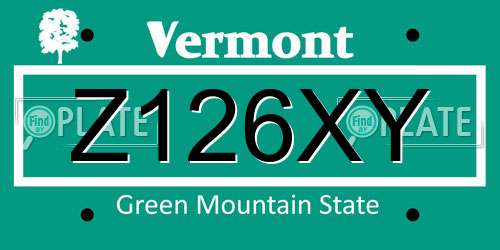 Z126XY Vermont License Plate