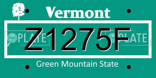 Z1275F Vermont License Plate