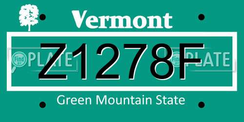 Z1278F Vermont License Plate
