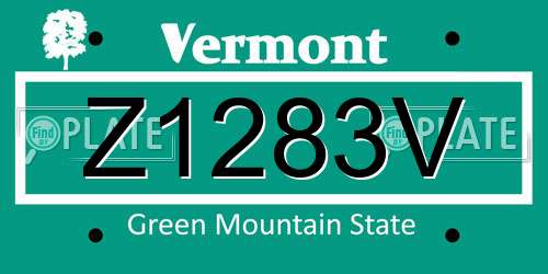 Z1283V Vermont License Plate