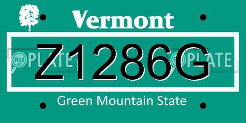 Z1286G Vermont License Plate