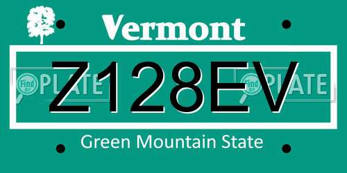 Z128EV Vermont License Plate