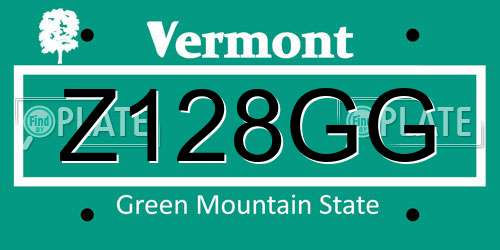 Z128GG Vermont License Plate