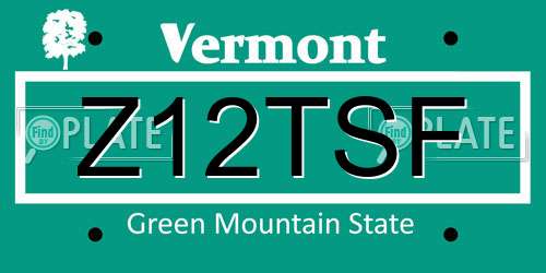 Z12TSF Vermont License Plate