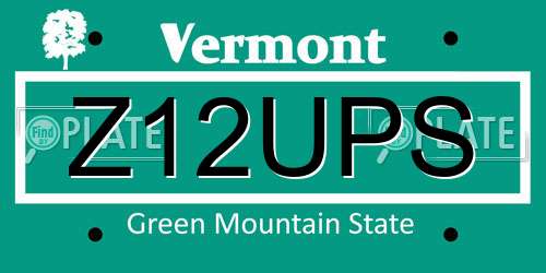 Z12UPS Vermont License Plate