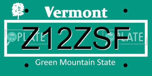 Z12ZSF Vermont License Plate