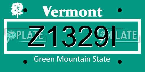 Z1329I Vermont License Plate