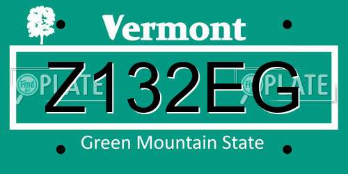 Z132EG Vermont License Plate