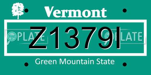Z1379I Vermont License Plate