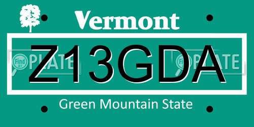 Z13GDA Vermont License Plate