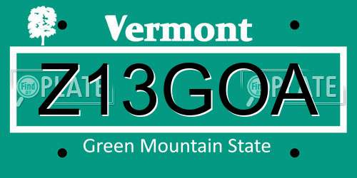 Z13GOA Vermont License Plate