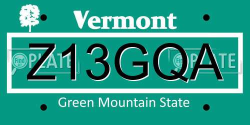 Z13GQA Vermont License Plate