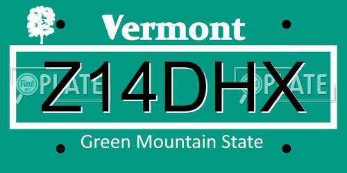 Z14DHX Vermont License Plate