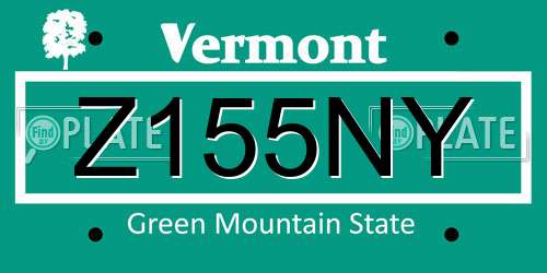 Z155NY Vermont License Plate