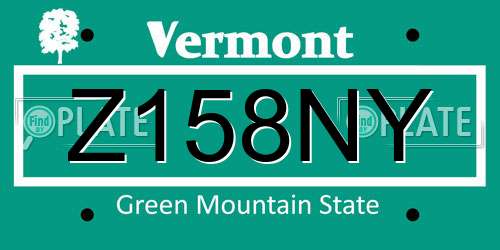 Z158NY Vermont License Plate