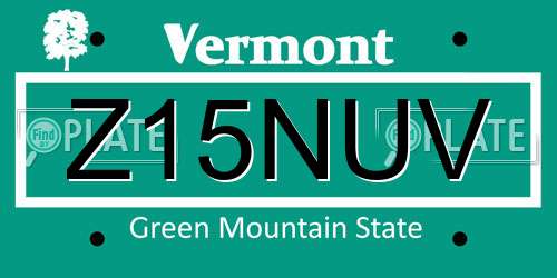Z15NUV Vermont License Plate