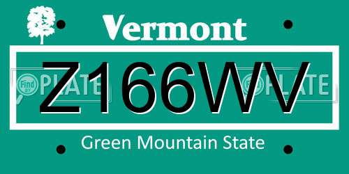 Z166WV Vermont License Plate