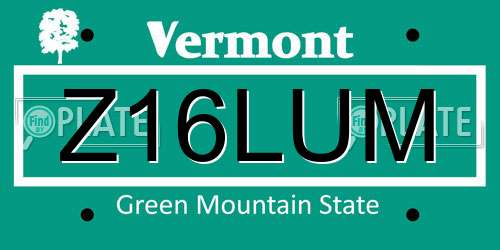 Z16LUM Vermont License Plate