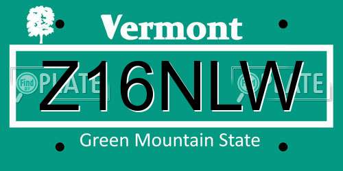 Z16NLW Vermont License Plate