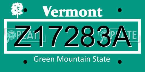 Z17283A Vermont License Plate