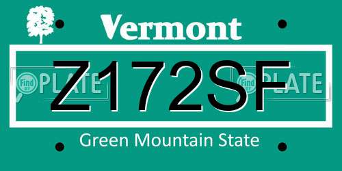 Z172SF Vermont License Plate