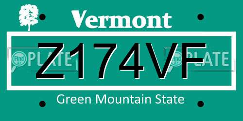 Z174VF Vermont License Plate