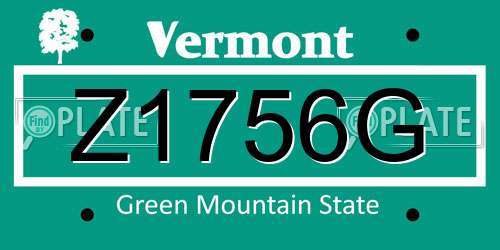 Z1756G Vermont License Plate