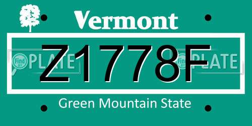Z1778F Vermont License Plate