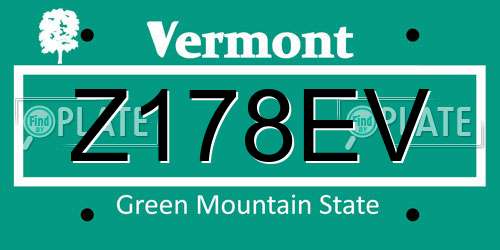 Z178EV Vermont License Plate