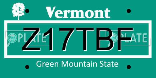 Z17TBF Vermont License Plate