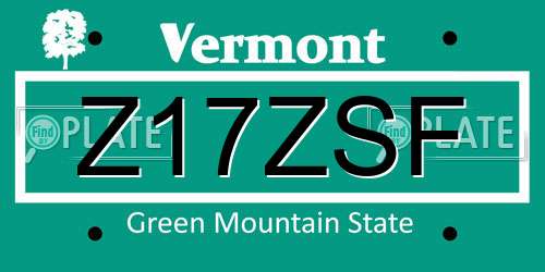 Z17ZSF Vermont License Plate