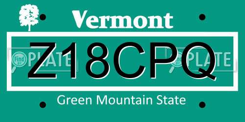 Z18CPQ Vermont License Plate