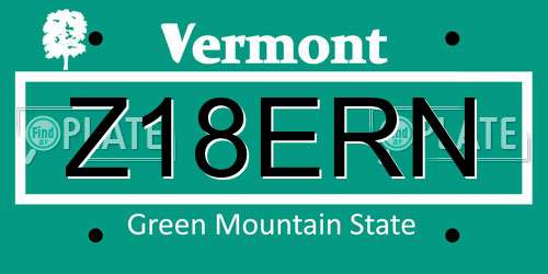 Z18ERN Vermont License Plate
