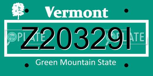 Z20329I Vermont License Plate