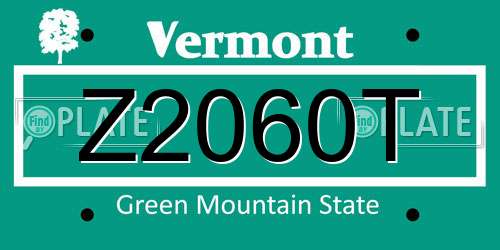 Z2060T Vermont License Plate