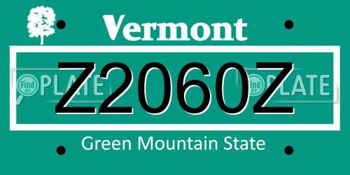 Z2060Z Vermont License Plate