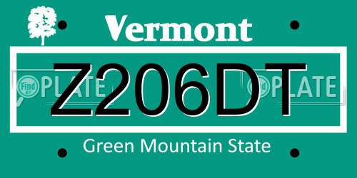 Z206DT Vermont License Plate