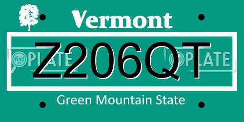 Z206QT Vermont License Plate
