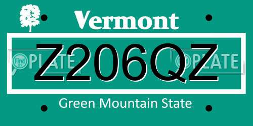 Z206QZ Vermont License Plate