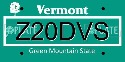 Z20DVS Vermont License Plate