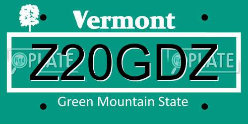 Z20GDZ Vermont License Plate
