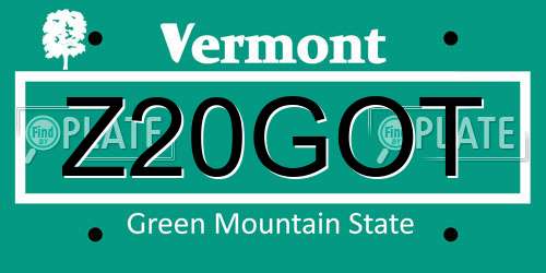 Z20GOT Vermont License Plate