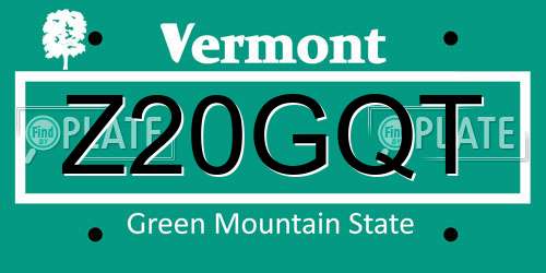 Z20GQT Vermont License Plate